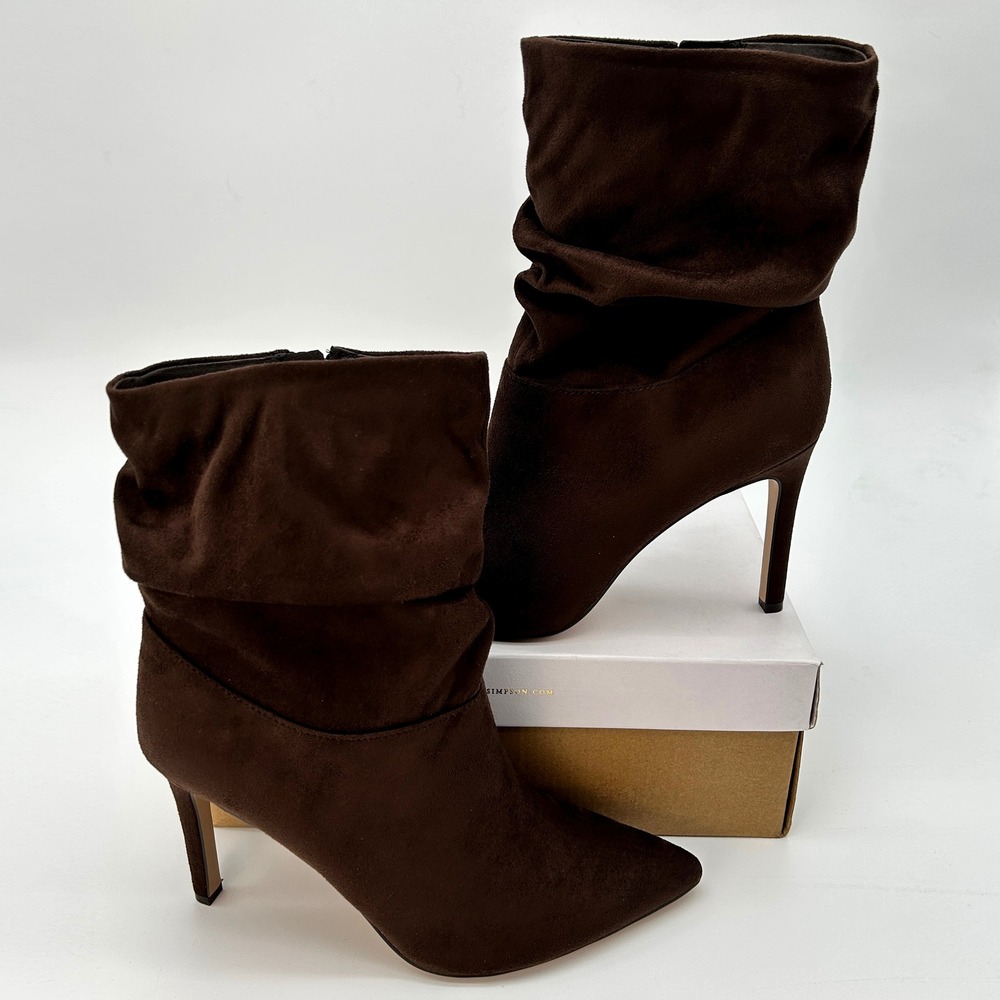 Slouchy Stiletto Ankle Boots Jessica Simpson Charlinz Size 9.5 Dark Brown NEW